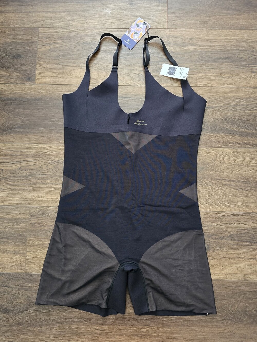HoneyLove Mid Thigh Bodysuit Shapewear 3X Runway Black NEW